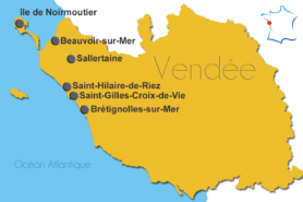 Carte du bord de mer de Vendée - Parenthèse Océan Voyages